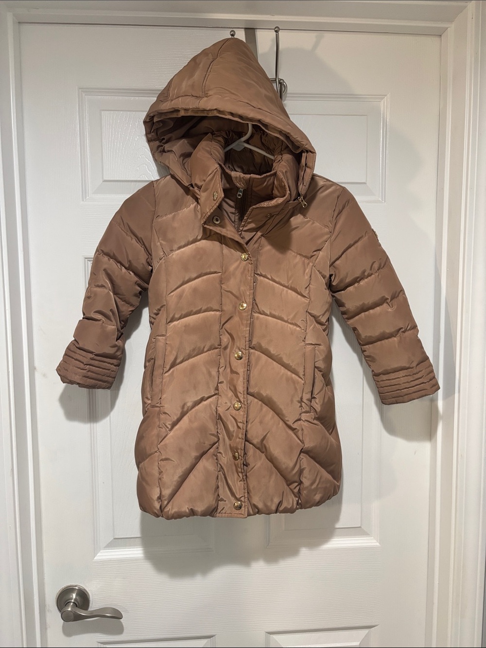 RENOMA Youth Hooded Puffer Coat in Warm Chestnut Brown w/Removable Hood